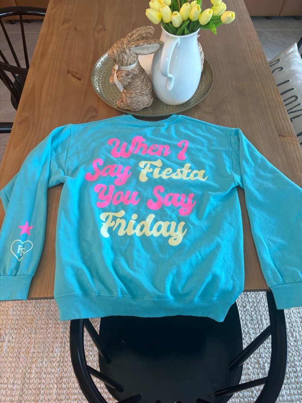 Fiesta Friday Aqua Graphic Sweatshirt KRISTA HORTON